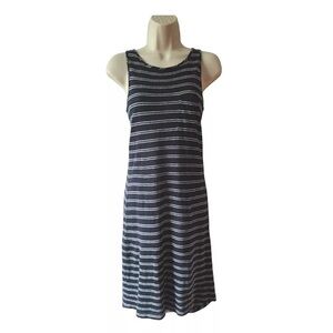 VINCE navy and white linen tank dress size medium